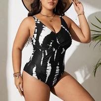 Didelio dydžio vientisas maudymosi kostiumėlis 0XL-5XL Sexy Cross Border Model Real Shot Deep V apykakle maudymosi kostiumėlis, moteriškas didelio dydžio maudymosi kostiumėlis 0XL