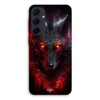 Case For Samsung galaxy A35 Black wolf fire red Maniacase juoda