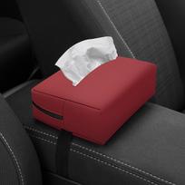 Compact Faux Leather Car Tissue Holder Armrest and Headrest Storage Box, Stylish Interior Organizer Vehicle Tissue Holder