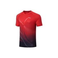Li Ning Logo V-Neck Quick-Dry Short Sleeve T-Shirt Unisex T-Shirts Cherry-Blossom-Red AAYT031-6 L