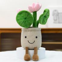 Lotus potted plush toy doll ornament ragdoll bonsai desk ornament ragdoll 30cm0.15kg