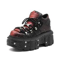 Gotikiniai Kulniukai Roko Batai Naujas Punk Stilius Moteriški Batai Suvarstomi Kulno Aukštis 6CM Platforminiai Batai Moteris Metalinis Dekoras Moteriški Sportbačiai 36