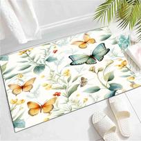 Laukinio Gyvūno Drugelio Kilimas Pavasario Sodo Augalas Gėlėtas Kilimas Lovos Šonui Sofa, Botaninis Gėlių Grindų Kilimėlis Namų Įėjimo Durų Kilimėlis 40x60cm