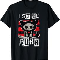 Kit Cat Vintage I Still Purr Faded Stencil Logo T-Shirt S juoda