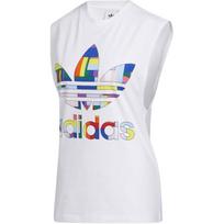 Adidas Originals Pasididžiavimo Vėliava Patogus Minkštas Spalvingas Trefoil Berankovis Tanko Viršus Unisex Viršutiniai Drabužiai Baltas GD0967 XXS