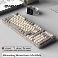 V1 Dual-Mode Silent Mechanical Feel Membrane Keyboard Grey with White Backlight