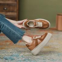 8cm Microfiber Leather Women Fashion Chunky Sole Sneakers Platform Wedge Autumn Spring Hidden Heels New Booties Vulcanize Shoes 35