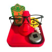 Yousheng Moai Statue Glasses Holder 3D Printed Eyeglass Display Stand Desktop Decoration Sunglasses Eyewear Keeper Spectacle Show Rack raudona