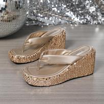 Women's Platform Sandals Flip Flops Slip-On Summer Thick Bottom High Heels Beach Slippers Sparkling Sequin Shoes Size 35 42 35 auksas