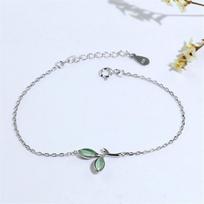 Adjustable For Women Link Chain Opal Leaf Charm Pendent Sterling Silver Color Friendship Bracelets Eh265Trendy Chain