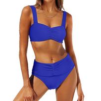Women's Two-Piece Fashionable Sexy Bikini With Padded Cups And Underwire-Free Swimsuit XL mėlyna