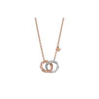 Emporio Armani Fashion Simple Trendy Double Ring Diamond Inlaid Stainless Steel Necklace Women necklace Rose-Gold EGS3004221 Shopping Bag