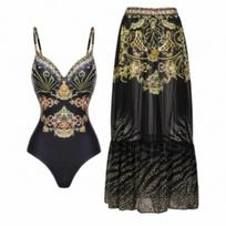2025 European & American Slimming Retro One-Piece Swimsuit - Belly-Covering, French Style for Beach & Hot Springs XL
