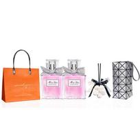 DIOR Perfume Miss Flower Light Fragrance 5ml × 2 + White Peach Aromatherapy + Glacier Silver Cosmetic Bag Privilege sidabras