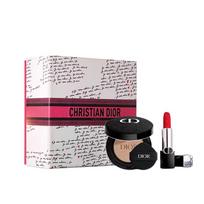 DIOR Lipstick Vivid Blue Gold Makeup Cushion Makeup Set 2026 Blue gold lipstick #999 legendary red lip + embroidered outer box + soft and shiny 1N mėlyna