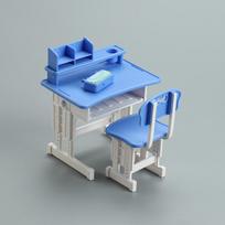 1/12 Dollhouse Simulation Mini Desk Chair Model Set  School Supplies Decoration Micro Scene Construction Props mėlyna