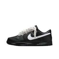 Nike Dunk Plain Shadow Black Domain Leather Low top Skateboard Shoes Men's Black White IO7606-010(Team471-) 44