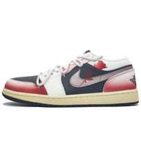 Jordan Air Jordan 1 Abrasion Resistant Breathable Low top Vintage Basketball Shoes Unisex Black Red DC0774-001(Team400-) 36