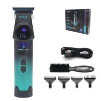 Original VGR V-946 Clipper Carved Barber Trimmer Machine T Blade 8000RPM Brushless Clipper for Haircut Barber with Cooling Function with LCD Display žalia