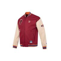 Puma Men's Burgundy Full Zip Baseball Jacket With Letter Patches And Logo Details Casual Outerwear 677373-49 L