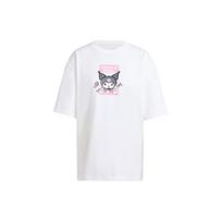 Adidas Originals X Hello Kitty Kuromi Cartoon Print Loose-Fit Short Sleeve Tee Women Tops White JG8056 L
