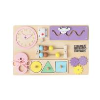 Toddler Montessori Busy Board, Wooden Lock&Latch Sensory Toy,Early Education Learning Activity Game for Kids Brain Training Gift
