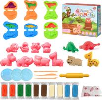 Yeahbo Modelling Clay for Kids, Air Dry Clay 32 Pieces Playdough Set with Polymer Clay Plasticine Moulds, Arts and Crafts