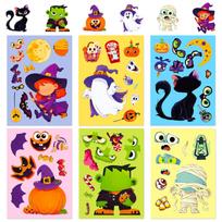 6PCS/SET Halloween Puzzle Face Change Stickers Ghost Pumpkin DIY Face Changing Stickers for Children Holiday Decoration Toys