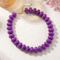 Chunky Acrylic Choker Colorful Statement Clavicle Chain Elegant Beaded Necklace  Summer violetinė