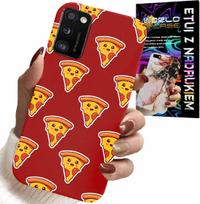 Etui Do Samsung Galaxy A41 - Wzór Z Wesołą Pizzą Na Czerwonym Tle