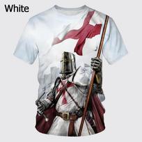 Knights Templar Graphic marškinėliai vyrams 3D God Wills It Print Marškinėliai Cruciata Teuton Order marškinėliai Cool Cross trumpomis rankovėmis XXS