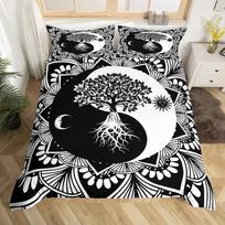 Yin Yang Duvet Cover Set Boho Trippy Psychedelic Art Comforter Cover Gossip Bedding Sets Traditional Ying Yang Theme Bedspreads 135x200cm