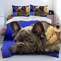 Cartoon Pitbull Dog Comforter Bedding Set,Duvet Cover Bed Set Quilt Cover Pillowcase,King Queen Size Bedding Set for Adult Child 135x200cm