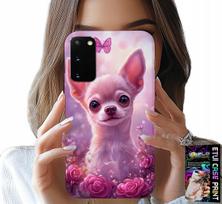 Etui Do Samsung Galaxy S20 - Słodka Chihuahua Na Różowym Tle Kwiatami
