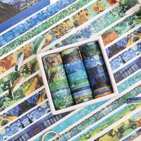 Van Gogh Oil Painting Journal & Washi Tape Gift Set with Decorative Stickers