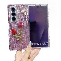 Samsung Galaxy Z Fold 5/6 Rhinestone Rose Flower Full Screen Protective Case Zfold7