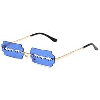 Unique Razor Blade Goggles Women Personality Trendy Rimless Sunglasses Women Y2k Eyeglasses Sttwear Accessories UV Protection 400 Xmas Light Blue