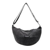 Moterims vientisos spalvos peties rankinė, didelės talpos džinsinė crossbody rankinė juoda
