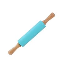 1 vnt. silikoninis kočėlas medine rankena volelis tešlai nelipnus koldūnų odelių kočėlas namų ūkio kepimo įrankiai (Blue,23cm) mėlyna