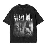 Printed Silent Hill  Horror Game Washed T Shirt Merch Harajuku TShirts  for Unisex Women Tees S
