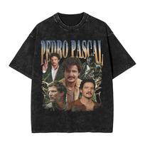 Pedro Pascal Merch Washed T Shirt for Unisex Women Streetwear Hip Hop TShirts Printed  Tees Tops  Cotton S