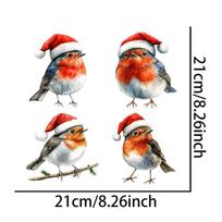4pcs/1sheet Christmas Bird Window Glass Stickers Self-adhesive Vinyl Decal for Living Room Bedroom Kitchen Waterproof Home Decor