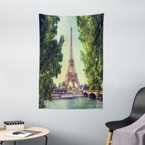 Tapestry Paris Eiffel Tower Seine River 75x100 juoda