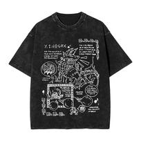 Washed T Shirt Monster Hunter  Zinogre Hip Hop Novelty TShirts Oversize  Streetwear Cotton Printed Tops Tee Shirt Unisex Women S