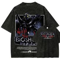 Bioshock NewModel Washed Tshirt Anime Lover personality Clothes Oversized Year round clothing Unisex hot product Breathable S