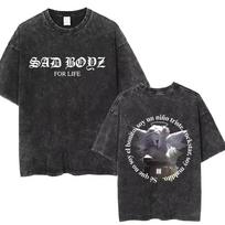 Washed Vintage Junior H Sad Boyz Tour Double Sided Graphic Tshirts Men Women Fashion Hip Hop Oversized Short Sleeve T Shirts S