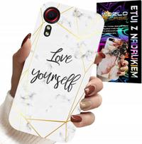Etui Do Samsung Galaxy Xcover 5 - Biały Marmurek W Złote Ramki Love You
