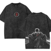 Hot Anime Berserk Guts Clothing Men Women Short Sleeve Tshirts Washed Cotton Tee Retro Oversized Tshirt Harajuku Male T Shirt S