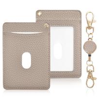 Wasenn regular card holder reel double-sided women pass case popular expandable strap transportation IC slim holds 2 cards ID vertical employee school