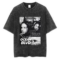 Singer Lana Del Rey Ldr Sailing Washed Tshirt Men Women Fashion Aesthetic Short Sleeve Tees Harajuku Vintage Streetwear T Shirt S